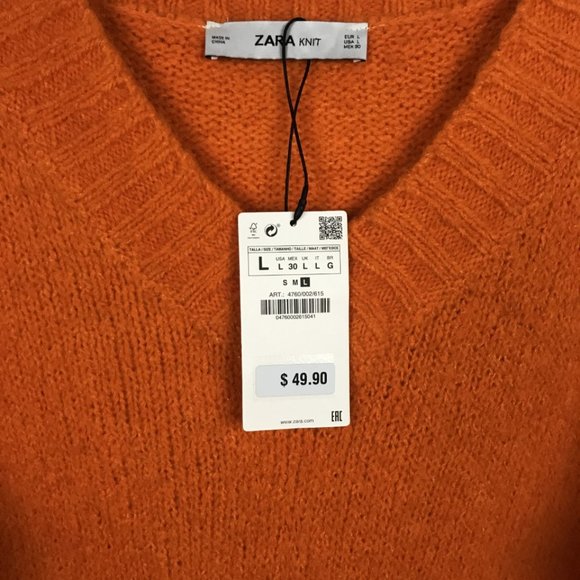 New ZARA Relaxed Fit Wool Blend Knit Large NWT - Picture 4 of 6